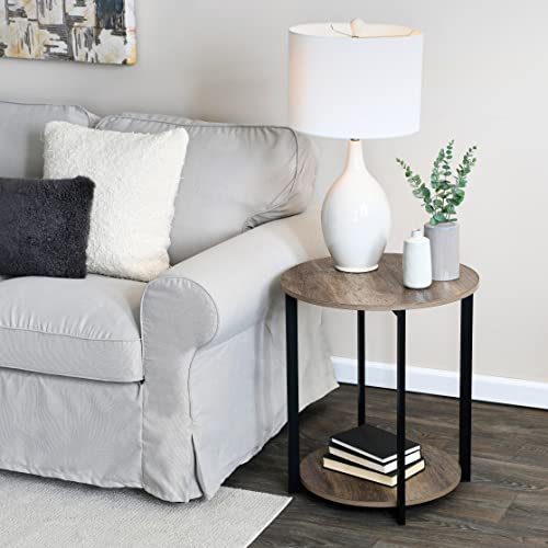 Household Essentials Wooden Side End Table with Storage Shelf Ashwood