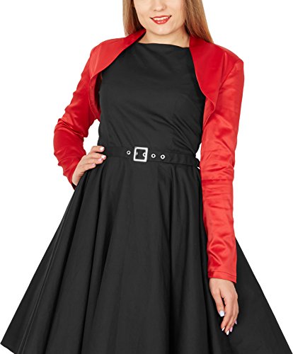BlackButterfly Formal Satin Long Sleeve Bolero Shrug (Red, US 18) - Thumbnail 4