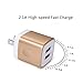 USB Wall Charger, Charging Block, HUHUTA 2 Pack 2.1A/5V Dual Port USB Charger Brick Plug Cube Base for iPhone X/8/7/6 Plus 5, Samsung Galaxy S9/S8/S7/S6, S8 Plus, Moto, HTC, Huawei, LG