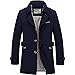 DAVID.ANN Men's Windbreaker Notch Lapel Single Breasted Coat,Dark blue,Small