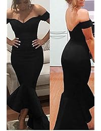 Astylish - vestido para fiesta, formal, sin hombros, con volados, con forma de sirena, para mujer.