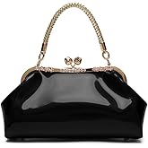 ZiMing Glossy Patent Leather Handbags Women Kiss Lock Purse Top Handle Handbag Evening Bag Satchel Shoulder Crossbody Bag