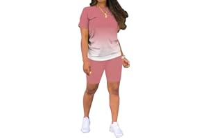 PINSV Women's 2 Piece Outfits Summer Printing Bodycon Short Pants Workout Sets