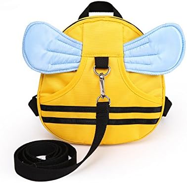 Kids Insulated Toddler Backpack with Safety Harness Leash - Playful Preschool Lunch Boxes Carry Bag - Bee with Blue Wings