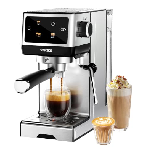 SECPOEDR 20Bar Espresso Machine with Milk Frother Silver