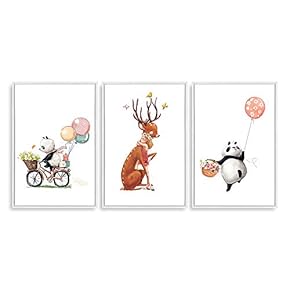 Framed Canvas Wall Art for Living Room, Bedroom Cute Animals Baby Room Canvas Prints for Home Decoration Ready to Hanging - 16"x24"x3 Panels