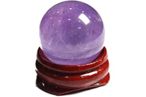 3cm Natural Amethyst Healing Gemstone Crystal Ball Healing Crystal Sphere Balls with Stand for Healing, Reiki, Home Office De