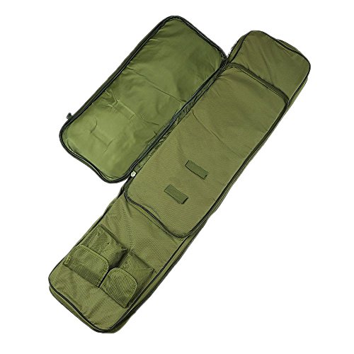 Luvodi Tactical Rifle Soft Case Padded with Backpack Straps 3 Pouch, 2 Zipper Pocket, 1 Short Gun Pistol Storage Holder 48 inch Military Survival Trekking Hiking Fishing Rod Bag - Thumbnail 4