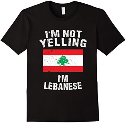 Mens I'm Not Yelling I'm Lebanese Shirt - Lebanon Flag TShirt Large Black