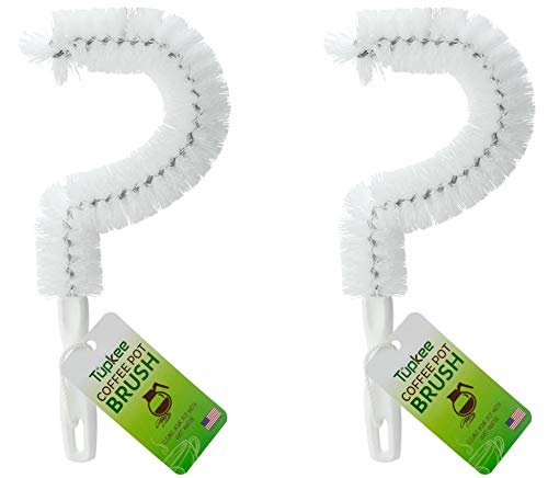 Tupkee Coffee Pot Cleaning Brush – Non Scratching, Long Lasting Bristles, Curved Coffee Decanter Cleaning Brush