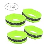 HUELE 4 pcs High Visibility Reflective Wristbands / Belt / Armbands, Reflective Ankle Strap Ankle Bands Running Gear - Perfect for Runners, Walkers, Cyclists and as Bike Pant Leg Straps
