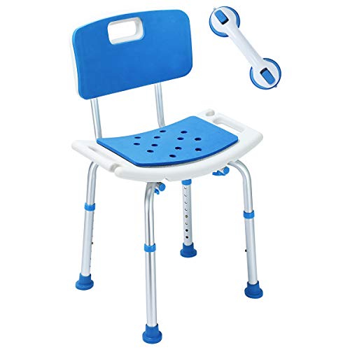2018 upgraded eva paded shower chair bench with backres…