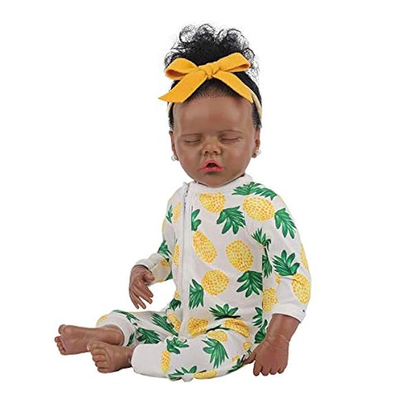 58cmリアルなreborbaby们形 黒い肌アフリカのginewborn Dolsoftフルシリコンリアルな