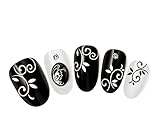 Nicedeco Beautiful & Fun & Colorful & Fashion Nail Stickers/Tattoo/Decals Water Transfer Decals Black/White Leaf & Swirls Pattern