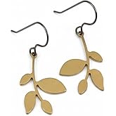 Pretty Smart Leaf Branch Dangle Earrings on Pure Titanium Hooks