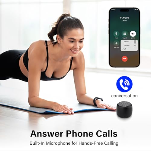 KJLAND 2 Pack Small Portable Bluetooth Speakers Wireless with Loud Stereo Sound, Multi-Functional Mini Bluetooth Speaker Rechargeable for Travel Home Office Outdoor Hiking(Black&Blue)