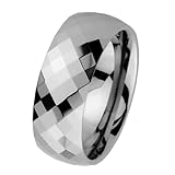 8mm Faceted Cobalt Free Tungsten Carbide COMFORT-FIT Wedding Band Ring for Men and Women (Size 5 to 15)
