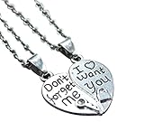 Casoty Jewelry Fashion Heart Sweet Love Pendant Couple Charm Necklace Silver Valentine's Day Gift