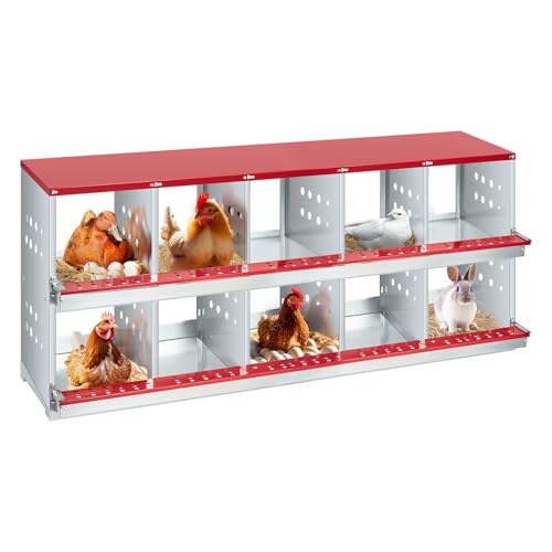 GarveeHome Chicken Nesting Box, 10 Compartment Nesting Box, Easy Egg Collection…