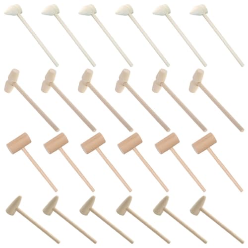 YARNOW 24pcs Boys and Girls Wooden Mini Hammers for Crafts Safe Interactive Toys for Boys and Girls for Hand-eye Coordination and Creative Play
