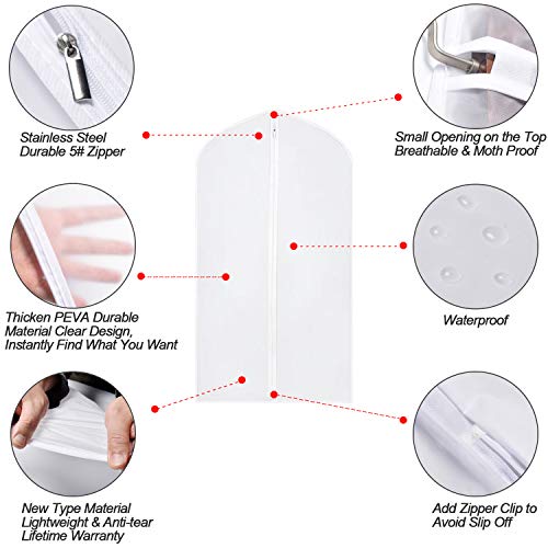 Hanging Garment Bag 24''X40'' White Lightweight Clear Full Zipper Suit