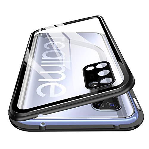 BiubiuCase Metal Magnetic Protective Cover for Realme 5G, Aluminum Alloy  Frame Tempered Glass Clear Case for