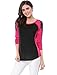 Allegra K Women's Floral Embroidery Color Block Raglan Sleeve T Shirt Pink XL US 18
