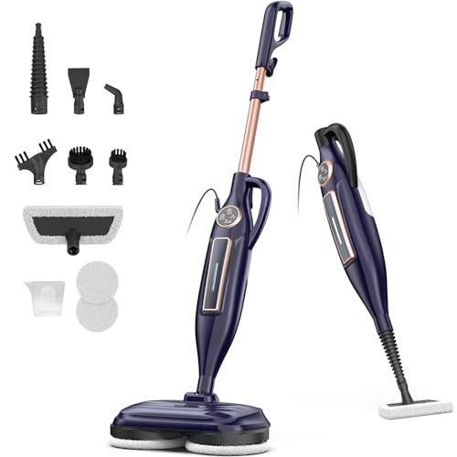 Nettoyeur Vapeur, Balai Vapeur Nettoyeur avec Tampons Rotatifs 8 en 1, Chauffe rapide en 15 seconde…