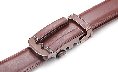 Marino Ratchet Click Belts for Men - Mens Comfort Genuine Leather Dress Belt - with Automatic Buckle, Enclosed in an Elegant Gift Box - Brown - Adjustable from 38" to 54" Waist