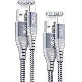 USB Type C Cable Fast Charger, (2-Pack 3.3FT+6.6FT) USB-A 2.0 to USB-C Nylon Braided Fast Charging Cord, for Samsung Galaxy S10 S9 S8 Plus,Note10 9 8,MacBook,Nintendo Switch, Pixel 2/2XL,LG G8 (Grey)