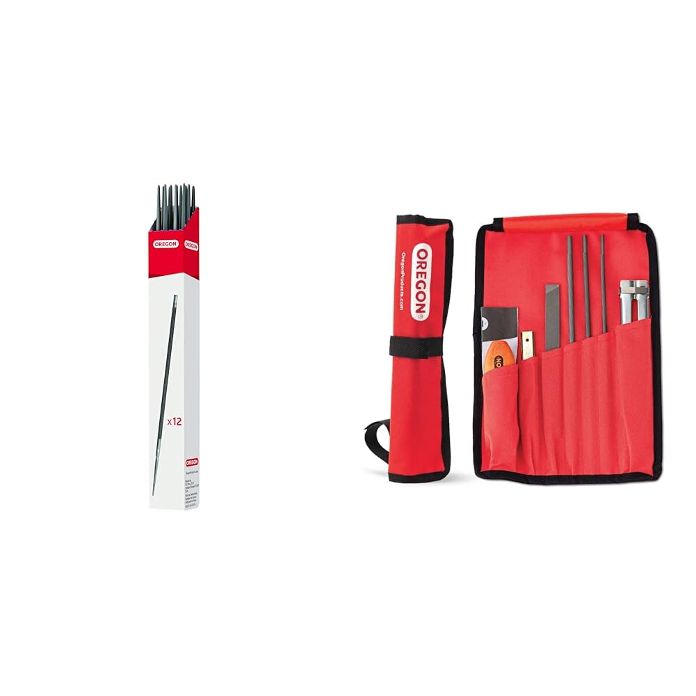 Oregon 12 Pack Chainsaw File Pack - Universal 7pc Sharpening Kit - 5/32", 7/32, 3/16-Inch & 7/32-Inch Gauges - Works On All Chainsaw Models Image