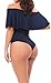 Women's One-Piece Sexy Bandage Ruffle Tops Bodysuits Gypsy Leotard Navy BLue L