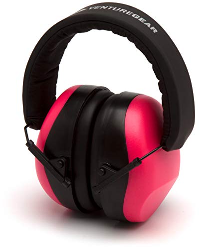 Venture Gear Shooting Glass and Hearing Protection Range Kit, Clear Glass/Pink Earmuffs