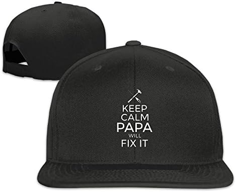 DAFACHICKEN Unisex Men's Women's Keep Calm and Papa Will Fix It Expedient Baseball Cap Black