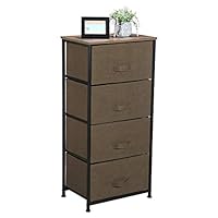 Aingoo Dresser Storage 4 Drawers Storage Bedroom Steel Frame Fabric Wide Dressers Drawers for Clothes Wood Board (4 Drawers,Coffee)