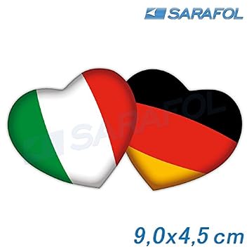 1x Italy Germany Stickers Heart Love Nr 062 German Italian Decal
