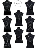 Besteel 8 Pcs Cross Belly Chains Necklace for Women Girls Summer Bikini Body Jewelry
