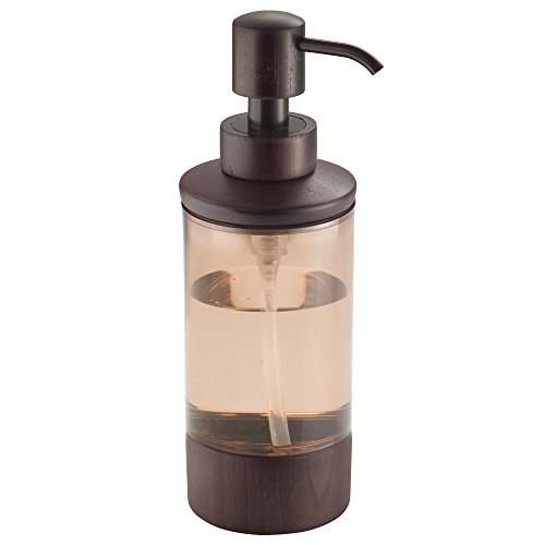 mDesign Liquid Hand Soap Dispenser Pump Bottle for Kitchen, Bathroom | Also Can be Used for Hand Lotion & Essential Oils - Amber/Espresso Bamboo - Thumbnail 5