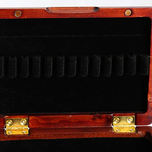image for Baosity Wooden Oboe Reed Storage Case for 12 Reeds Dark Red
