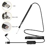 Ear Cleaning Endoscope, 3 in 1 Ear Wax Remover Tool 1.0Megapixels HD Waterproof Snake Camera with 6 Adjustable LED Light, Suitable For Android Phone & Computer (Micro USB/Type-C /USB PC)