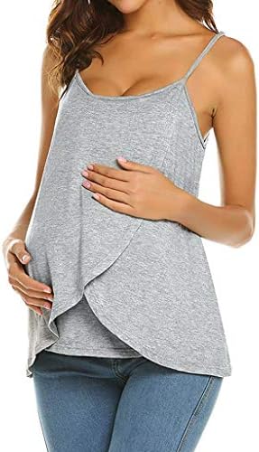 Women's Nursing Vest Tops Pregnant Strappy Adjustable Sleeveless Vest Solid Backless Sexy Breastfeeding Tops Summer Casaul Maternity Nursing T-Shirt Blouse