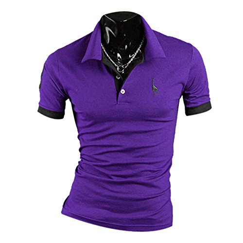 Urparcel Men T-Shirt Plain Casual Top V Neck Short Sleeve Base Polo Tshirt