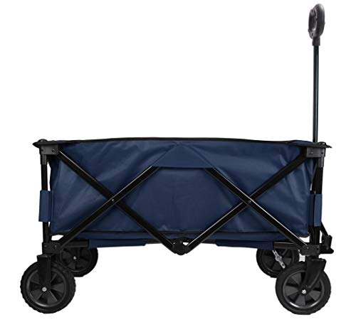 Patio Watcher Heavy Duty Collapsible Folding Garden Cart Utility Wagon for Shopping Outdoors, Blue