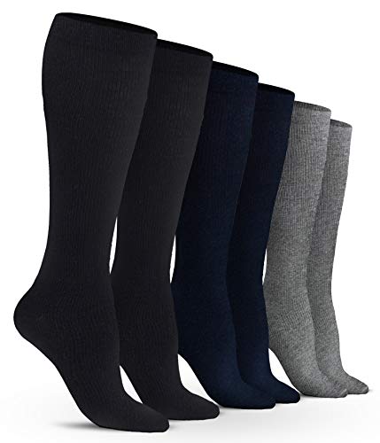 Women's Compression Socks (6 Pack) - S/M - Black, Gray, Navy - Graduated Muscle Support, Relief and Recovery. Great for Running, Medical, Athletic, Diabetic, Travel, Pregnancy, Nursing (8-15 mmHg)