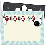 Koko Paper Co Bowling Thank You Cards. Set of 25 5.5â€ x 4.25â€ Red and Navy Flat Note Cards and A2 White Envelopes. Printed on Heavy Card Stock.