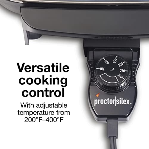 Proctor Silex Electric Skillet with Lid, 116 sq. in. Nonstick Cooking