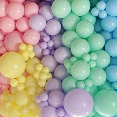 100 PCS Pastel Latex Balloons, 12-Inch Round Macaron Multicolor Balloons for Birthday Party, Baby Shower, and Wedding Decorations