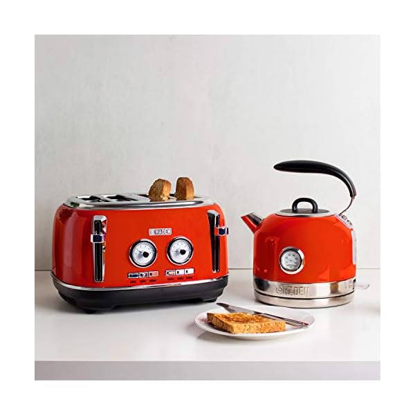 Haden-Jersey-Toaster--Electric-Stainless-Steel-Toaster-Four-Slice-Marmalade-CE45-NOT-RED Haden Jersey 4 Slice Orange Toaster – Electric Stainless-Steel Retro Toaster - Variable Browning Control - Reheat and…
