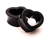 Black Acrylic Heart Tunnels - 5/8