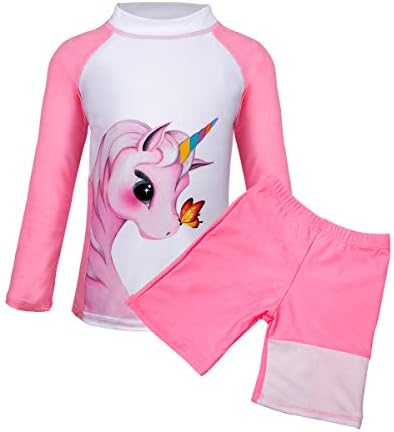 Girls Two Pieces Swimsuits Rash Guard Tankini Kids Swimwear